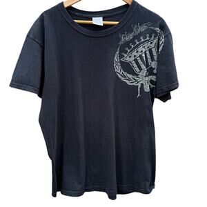 Vintage Y2K Silver Star girls black t-shirt Size Large